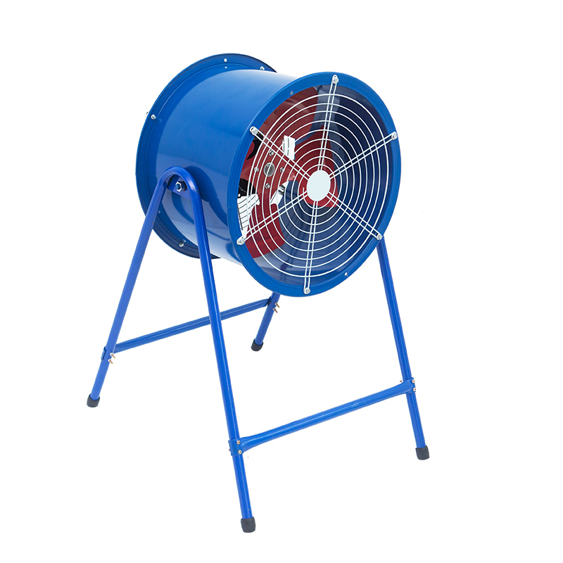 Ventilador industrial de flujo axial de soporte vertical neumático azul, ventilador de escape potente de alta potencia de tipo poder